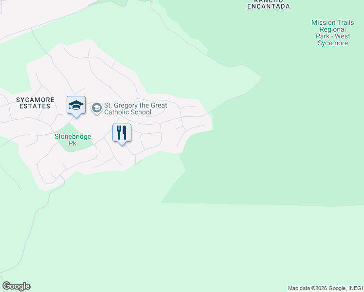 map of restaurants, bars, coffee shops, grocery stores, and more near 15723 Bacara Court in San Diego