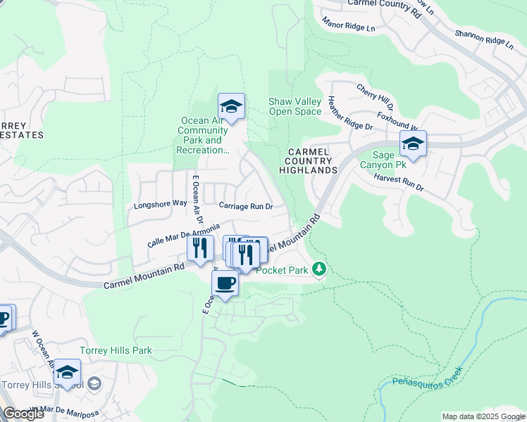 map of restaurants, bars, coffee shops, grocery stores, and more near 4696 Calle Mar De Armonia in San Diego