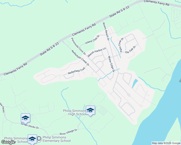 map of restaurants, bars, coffee shops, grocery stores, and more near 310 Tidal Rice Court in Wando