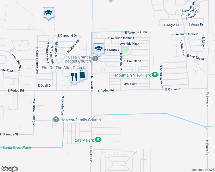 map of restaurants, bars, coffee shops, grocery stores, and more near 2401 North Amarillo Street in Casa Grande
