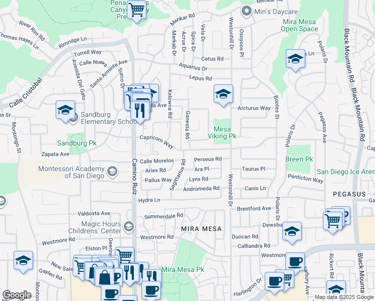 map of restaurants, bars, coffee shops, grocery stores, and more near in San Diego