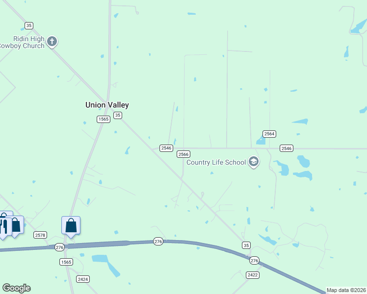 map of restaurants, bars, coffee shops, grocery stores, and more near 2540 County Road 2566 in Quinlan