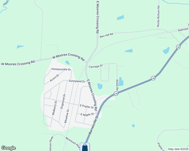 map of restaurants, bars, coffee shops, grocery stores, and more near 216 East Moores Crossing Road in Thomaston