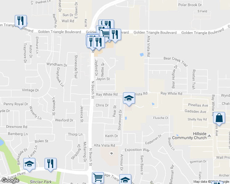 map of restaurants, bars, coffee shops, grocery stores, and more near 4661 Ray White Road in Fort Worth