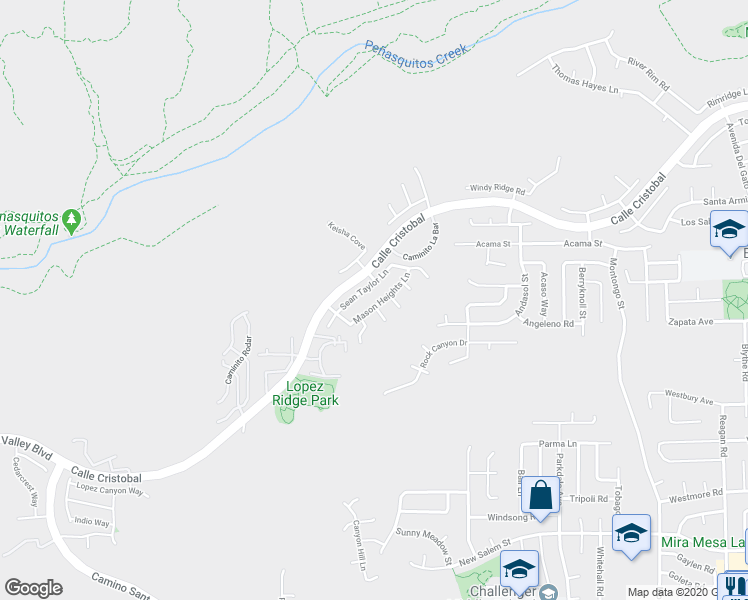 map of restaurants, bars, coffee shops, grocery stores, and more near 7444 Mason Heights Lane in San Diego