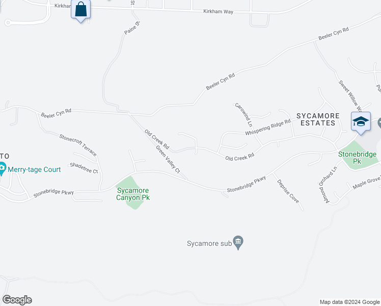 map of restaurants, bars, coffee shops, grocery stores, and more near 14220 Green Valley Court in San Diego