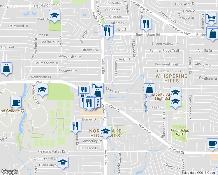 map of restaurants, bars, coffee shops, grocery stores, and more near 24 Lawler Road in Dallas