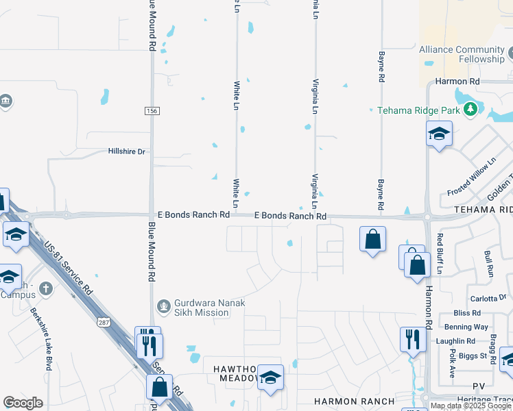 map of restaurants, bars, coffee shops, grocery stores, and more near 2229 White Lane in Haslet