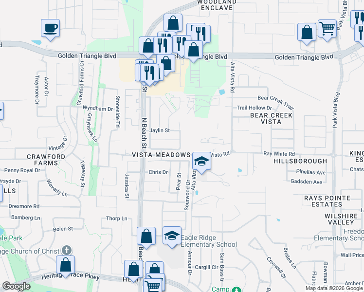 map of restaurants, bars, coffee shops, grocery stores, and more near 4661 Ray White Road in Fort Worth