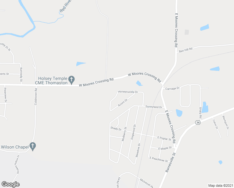 map of restaurants, bars, coffee shops, grocery stores, and more near 552 Honeysuckle Drive in Thomaston