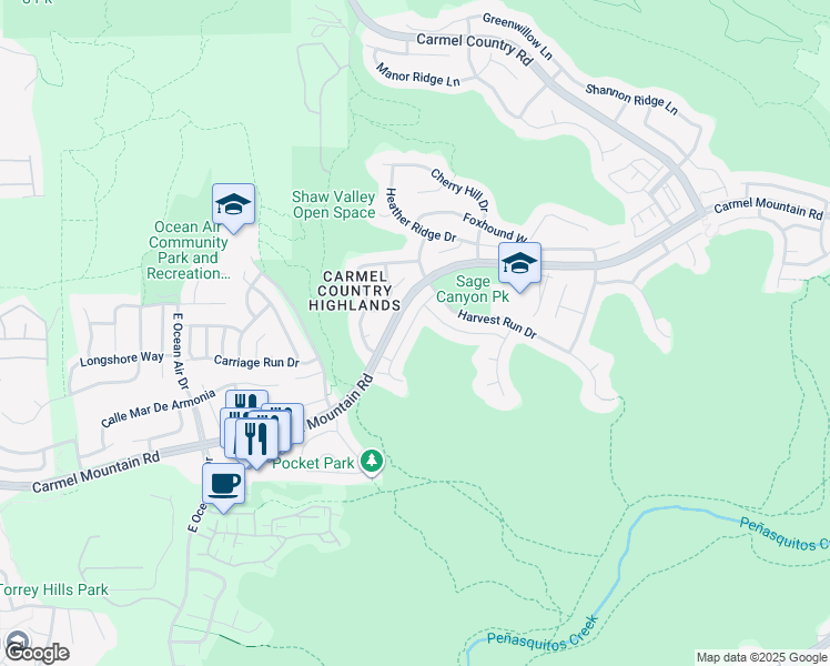 map of restaurants, bars, coffee shops, grocery stores, and more near 10553 Gaylemont Lane in San Diego