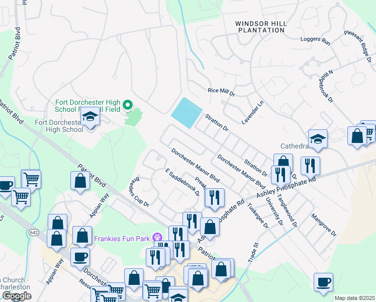 map of restaurants, bars, coffee shops, grocery stores, and more near 116 Cedar Grove Drive in Charleston