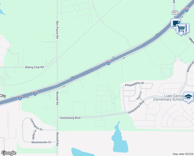 map of restaurants, bars, coffee shops, grocery stores, and more near 3010 Interstate 30 in Rockwall