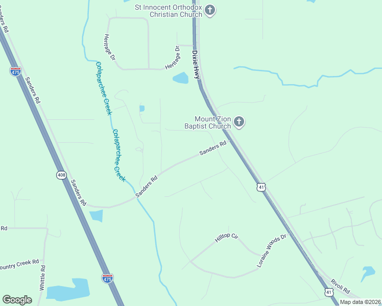 map of restaurants, bars, coffee shops, grocery stores, and more near Sanders Road in Macon