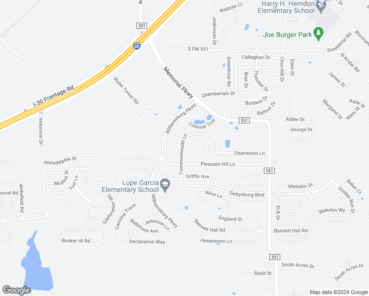 map of restaurants, bars, coffee shops, grocery stores, and more near 488 Commonwealth Lane in Royse City