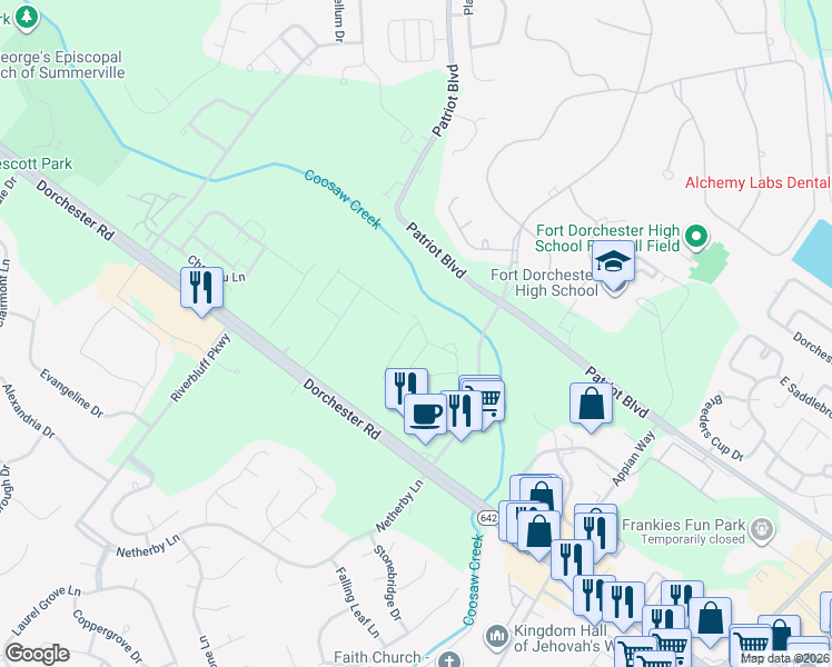 map of restaurants, bars, coffee shops, grocery stores, and more near 8673 Grassy Oak Trail in North Charleston