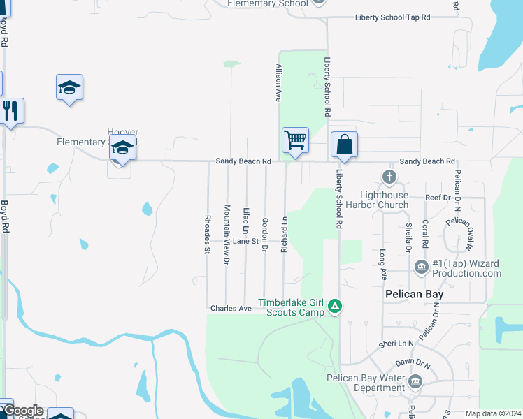 map of restaurants, bars, coffee shops, grocery stores, and more near 136 Gordon Drive in Azle
