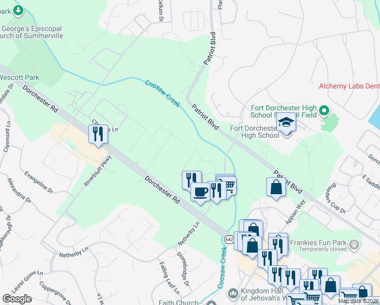 map of restaurants, bars, coffee shops, grocery stores, and more near 8681 Grassy Oak Trail in North Charleston