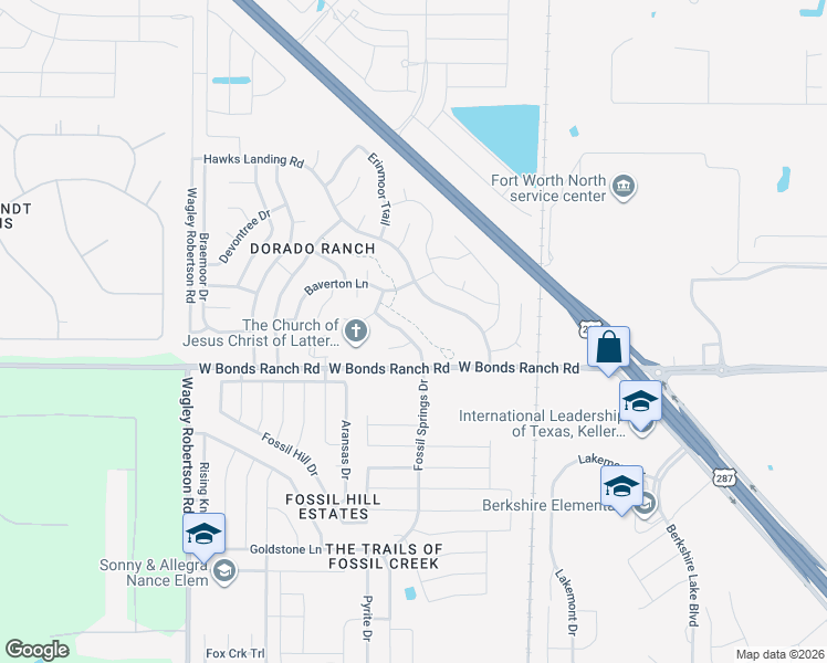 map of restaurants, bars, coffee shops, grocery stores, and more near 409 Donagon Court in Haslet