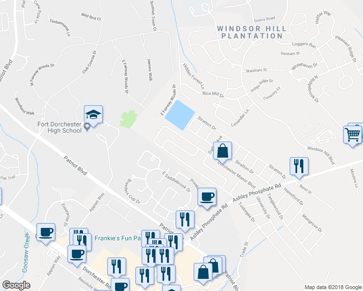 map of restaurants, bars, coffee shops, grocery stores, and more near 116 Cedar Grove Drive in Charleston