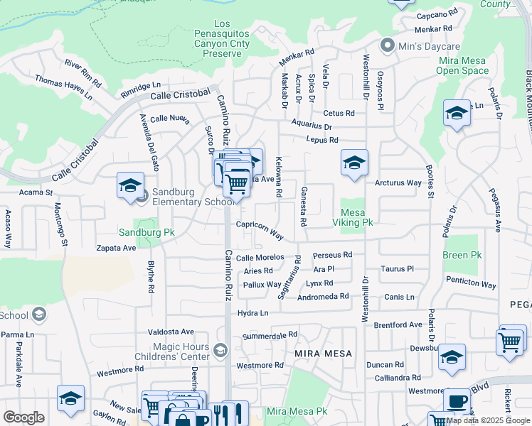 map of restaurants, bars, coffee shops, grocery stores, and more near in San Diego