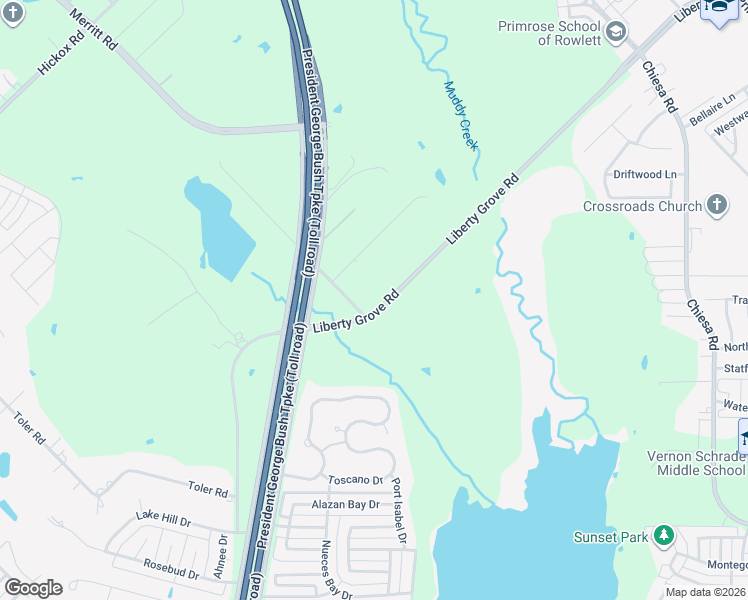 map of restaurants, bars, coffee shops, grocery stores, and more near 7402 Liberty Grove Road in Rowlett