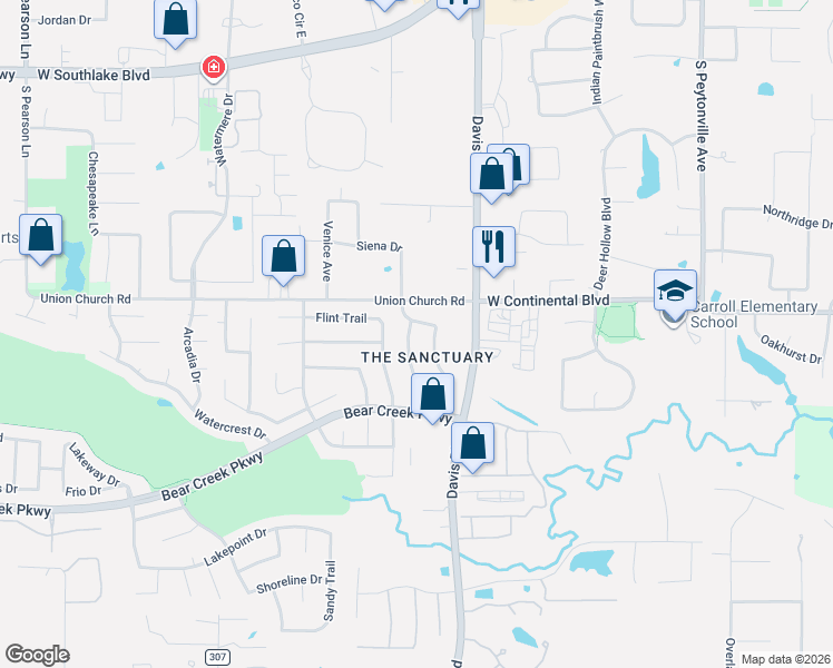 map of restaurants, bars, coffee shops, grocery stores, and more near 509 Still Meadow Drive in Keller