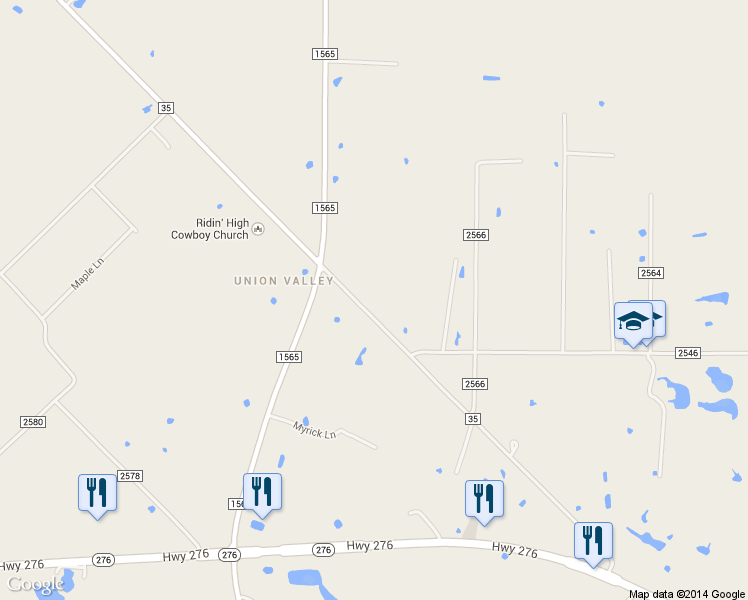 map of restaurants, bars, coffee shops, grocery stores, and more near 9055 Farm to Market 35 in Royse City