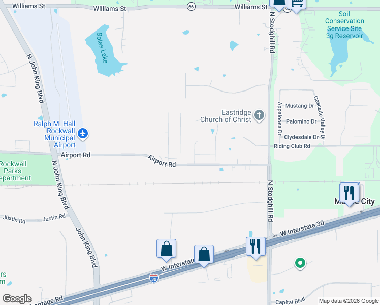 map of restaurants, bars, coffee shops, grocery stores, and more near 406 Prairie View Road in Rockwall
