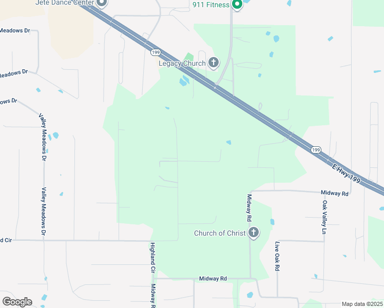 map of restaurants, bars, coffee shops, grocery stores, and more near 310 Pine Bluff Lane in Springtown