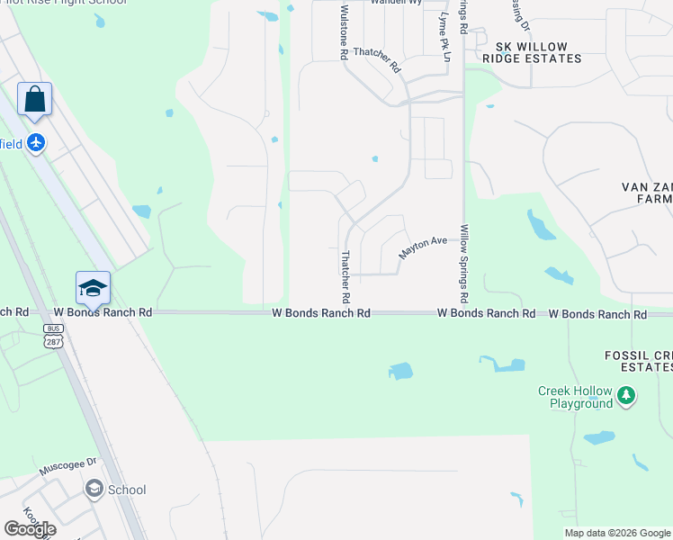 map of restaurants, bars, coffee shops, grocery stores, and more near 1676-1838 West Bonds Ranch Road in Haslet