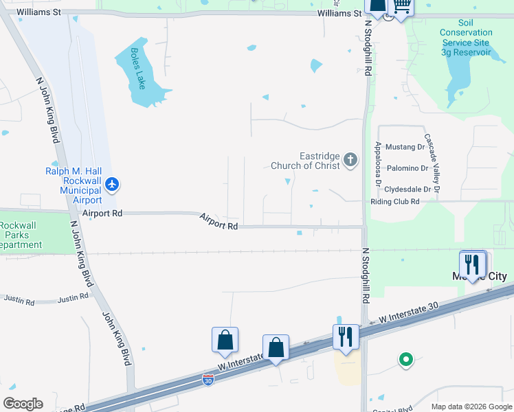 map of restaurants, bars, coffee shops, grocery stores, and more near 406 Prairie View Road in Rockwall