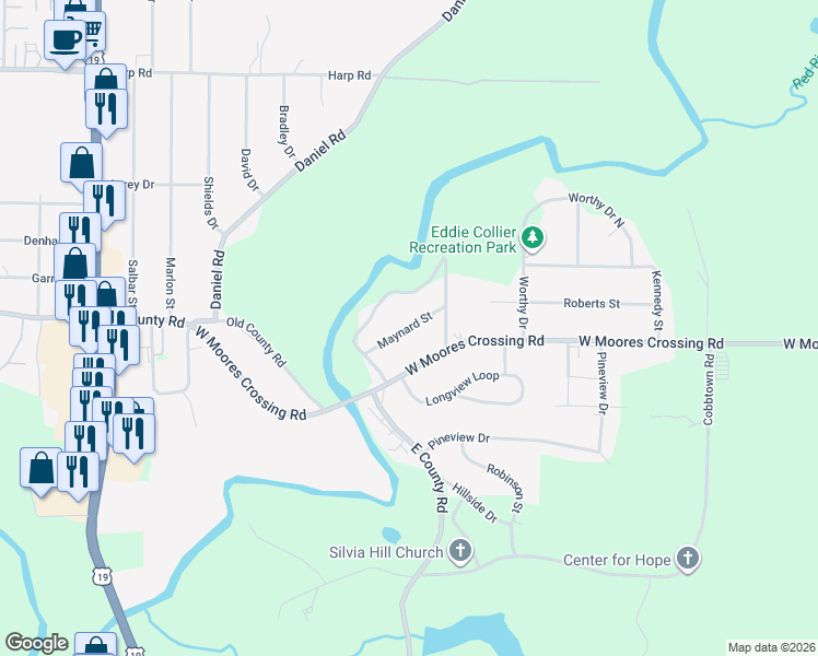 map of restaurants, bars, coffee shops, grocery stores, and more near 109 Maynard Street in Thomaston