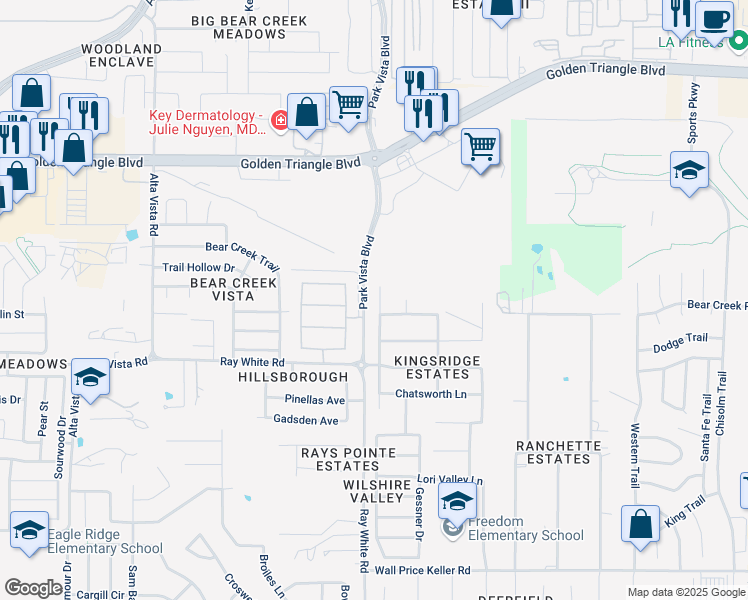 map of restaurants, bars, coffee shops, grocery stores, and more near 10417 Crowne Pointe Lane in Fort Worth