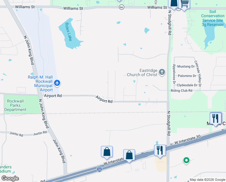 map of restaurants, bars, coffee shops, grocery stores, and more near 7 Amity Lane in Rockwall