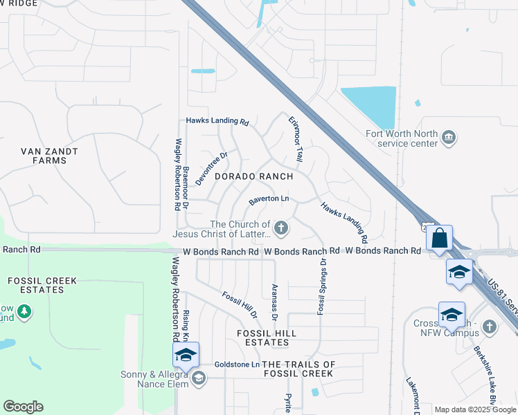 map of restaurants, bars, coffee shops, grocery stores, and more near 10825 Thorngrove Court in Haslet