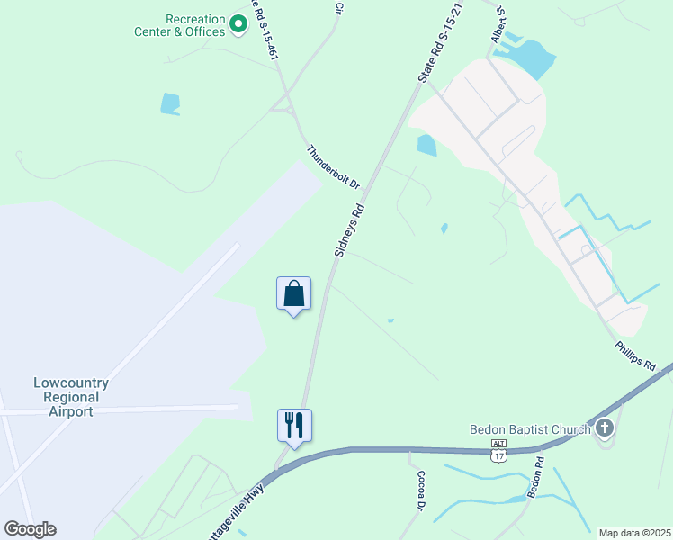 map of restaurants, bars, coffee shops, grocery stores, and more near 1074 Sidneys Road in Walterboro