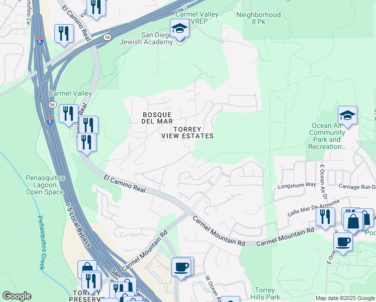 map of restaurants, bars, coffee shops, grocery stores, and more near 3846 Ruette San Raphael in San Diego
