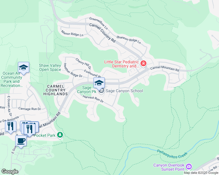 map of restaurants, bars, coffee shops, grocery stores, and more near 10672 Gracewood Place in San Diego