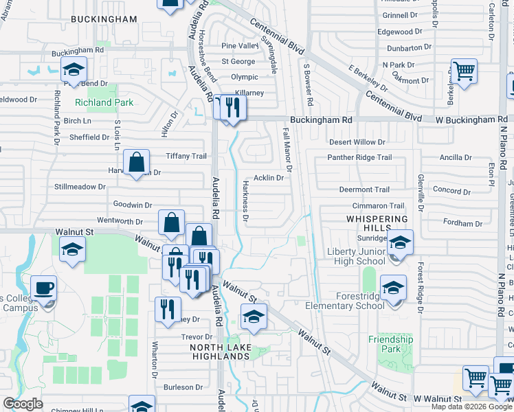 map of restaurants, bars, coffee shops, grocery stores, and more near 9915 Claymore Dr in Dallas