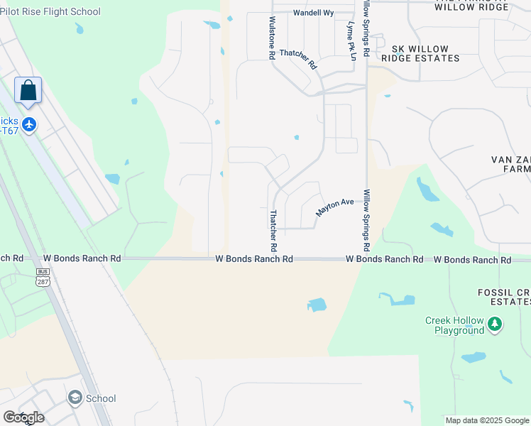 map of restaurants, bars, coffee shops, grocery stores, and more near 1676-1838 West Bonds Ranch Road in Haslet
