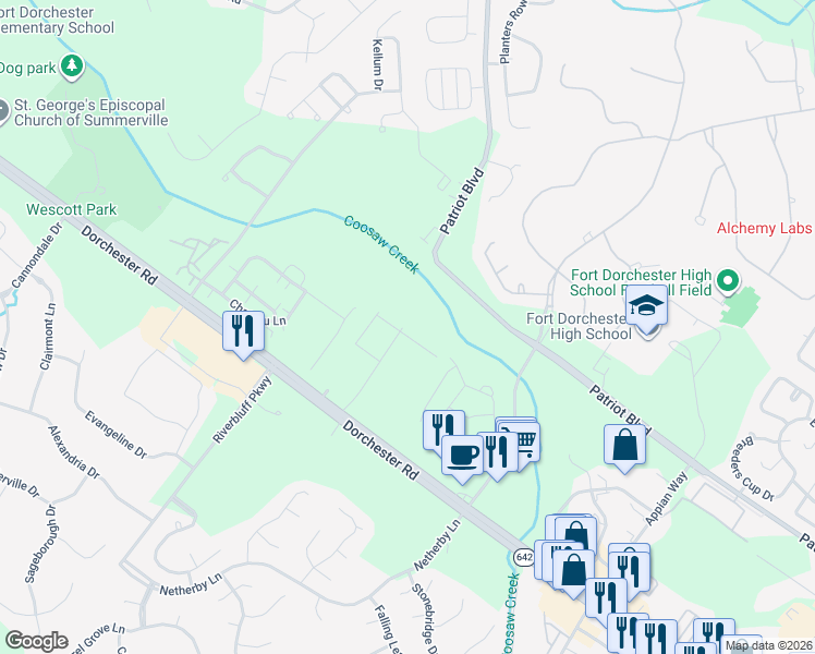 map of restaurants, bars, coffee shops, grocery stores, and more near 8683 Grassy Oak Trail in North Charleston