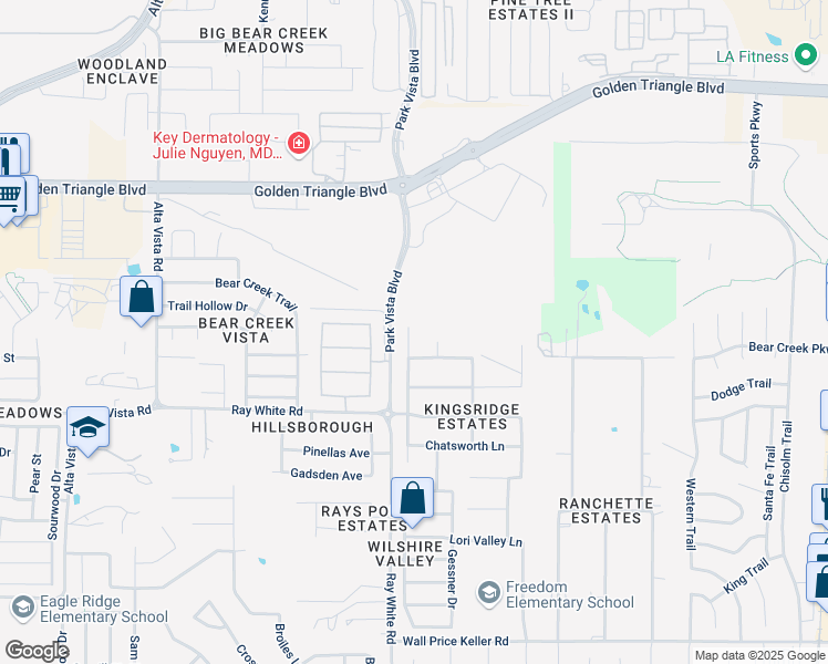 map of restaurants, bars, coffee shops, grocery stores, and more near 10417 Crowne Pointe Lane in Fort Worth