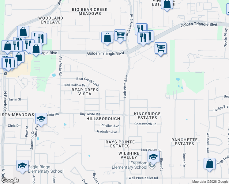 map of restaurants, bars, coffee shops, grocery stores, and more near 5137 Dominica Lane in Keller