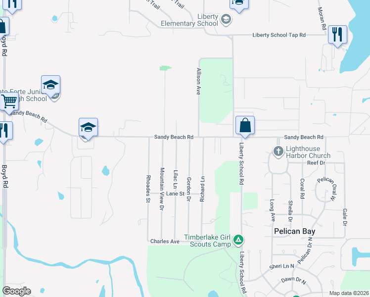 map of restaurants, bars, coffee shops, grocery stores, and more near 113 Lilac Lane in Azle