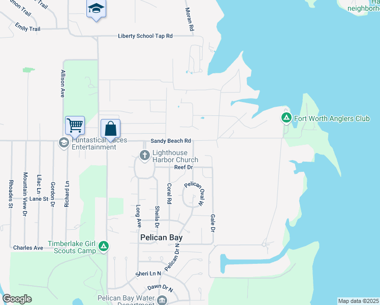 map of restaurants, bars, coffee shops, grocery stores, and more near 1921 Pelican Drive North in Azle