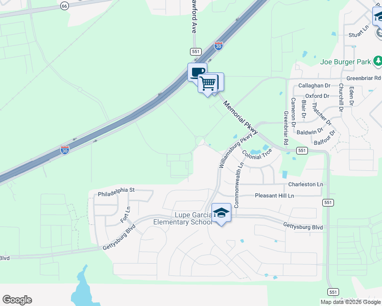 map of restaurants, bars, coffee shops, grocery stores, and more near 210 Campbell Court in Royse City