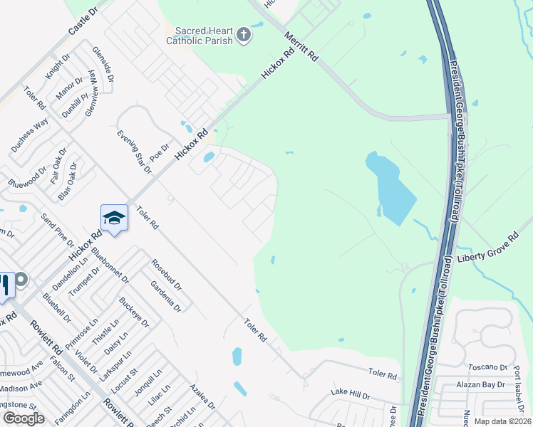 map of restaurants, bars, coffee shops, grocery stores, and more near 3501 Larkin Ln in Rowlett
