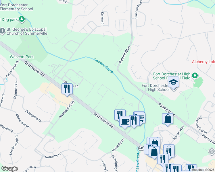 map of restaurants, bars, coffee shops, grocery stores, and more near 8683 Grassy Oak Trail in North Charleston
