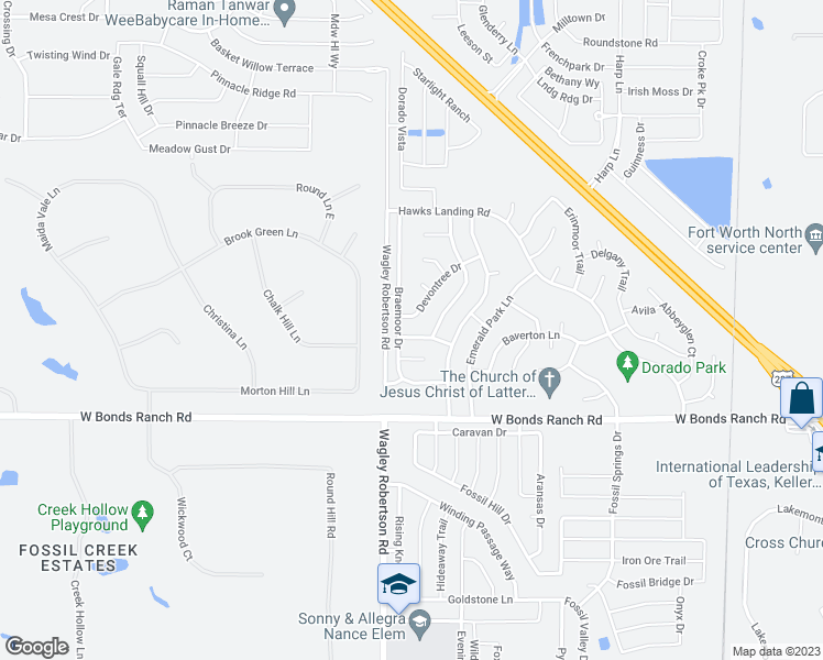 map of restaurants, bars, coffee shops, grocery stores, and more near 716 Mistymoor Lane in Haslet